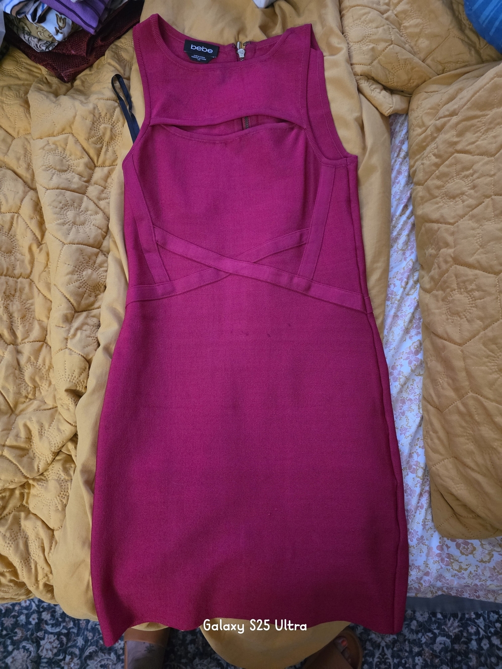 bebe Fuchsia Cutout Sheath Dress